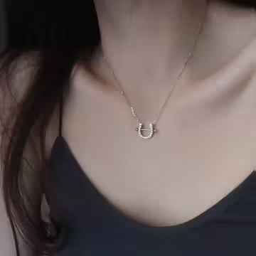 925銀飾×馬蹄晶鑽×鎖骨項鍊