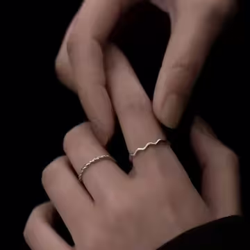 銀色冷淡極簡線條×四套件開口戒指組