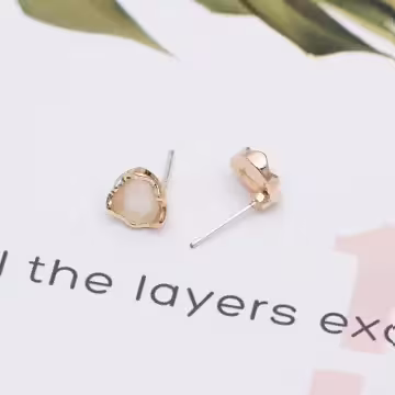 幾何波浪花邊貓眼石×三套件耳環組