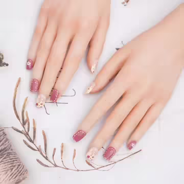 雪糕流心磚紅花朵亮面×穿戴式手指甲片×二十四入