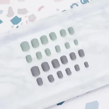 薄荷綠奶奶灰跳色霧面×穿戴式手指甲片×二十四入 .avif