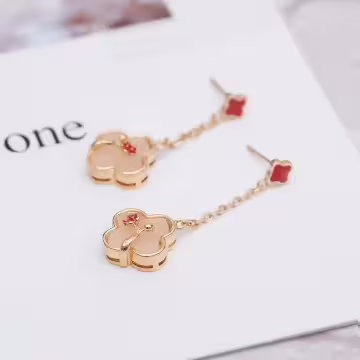 古風紅梅枝芽窗花×吊墜耳環