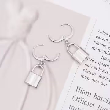個性金屬鎖頭×吊墜耳扣