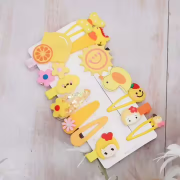 鮮黃檸檬小鴨太陽×十四套件髮夾組