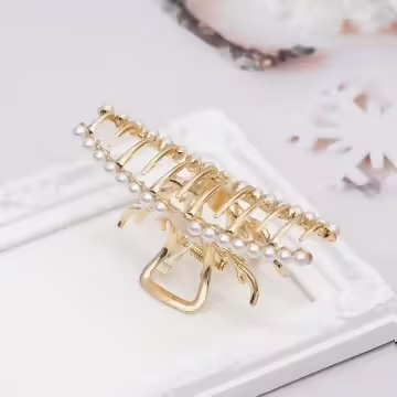 鹿角珍珠貓眼石×鯊魚髮夾