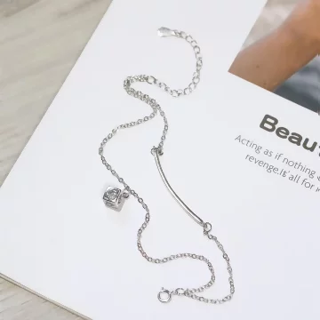 925銀飾×撲克方塊鋯石彎管×雙層手鍊 .avif