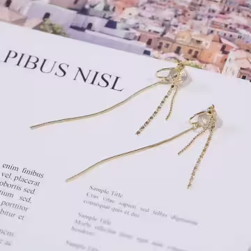 極簡圓珠垂鍊×蚊香盤U型耳夾