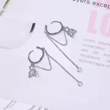 愛心鑽小熊×吊墜耳扣