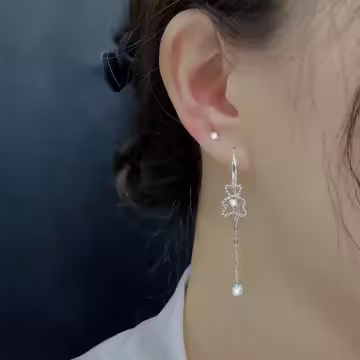 愛心鑽小熊×吊墜耳扣