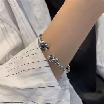 925銀飾×雙頭打結繩索×開口手環