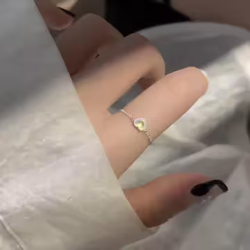 月光石愛心×可調節戒指