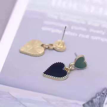 黛藍雙心×吊墜耳環