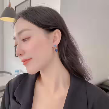 黛藍雙心×吊墜耳環
