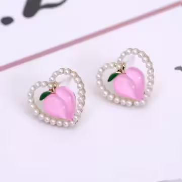 蜜桃愛心小珍珠×耳環