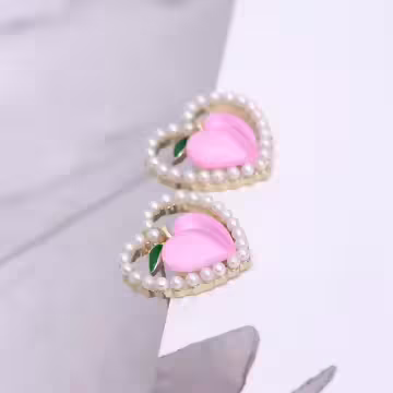 蜜桃愛心小珍珠×耳環