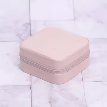 細紋皮革×拉鍊飾品盒×嫩粉