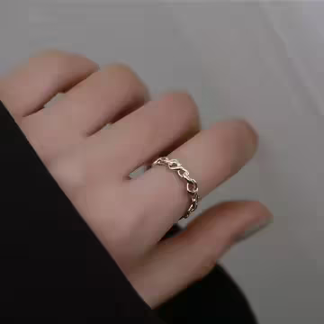 925銀飾×抽象愛心交織×開口戒指