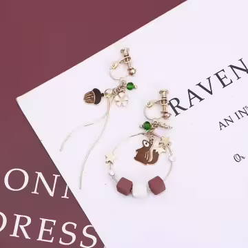 松鼠核桃圓環×不對稱螺旋耳夾