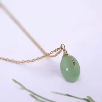 綠古典簡約平安扣×抽拉鎖骨項鍊