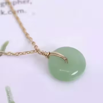 綠古典簡約平安扣×抽拉鎖骨項鍊