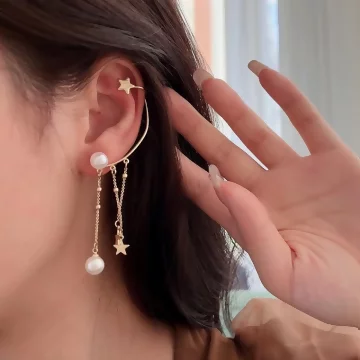 星空流蘇珍珠×左耳單邊耳骨耳環.avif