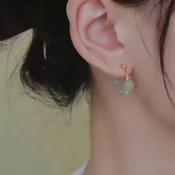 綠玉串珠×後掛式耳環×共二色