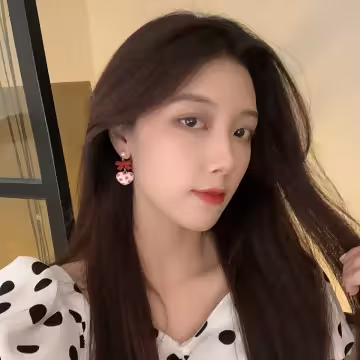 紅結絨布愛心×吊墜耳環