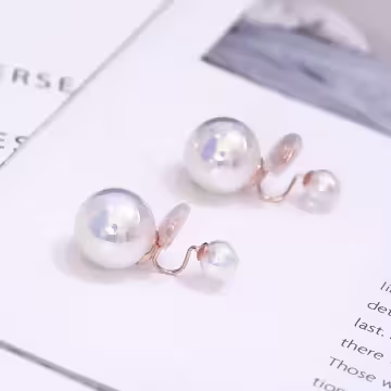 雙面人魚珍珠×蚊香盤U型耳夾