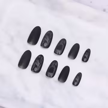 黑玫瑰蕾絲霧面×穿戴式手指甲片×二十四入