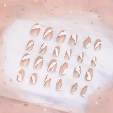 粉白大理石紋亮面×穿戴式手指甲片×二十四入.avif