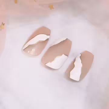 粉白大理石紋亮面×穿戴式手指甲片×二十四入