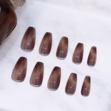 琥咖暈染銀邊閃粉×穿戴式手指甲片×二十四入.avif