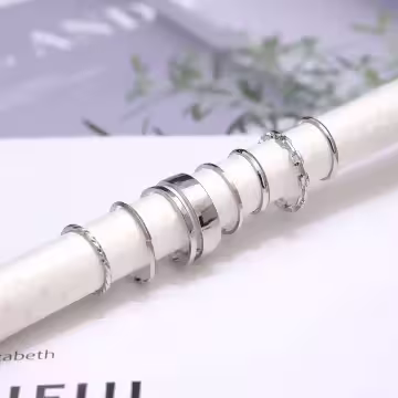 鎖鍊簡約指環×七套件戒指組×銀色