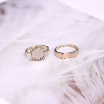 金六角白貝不規則×四套件戒指組