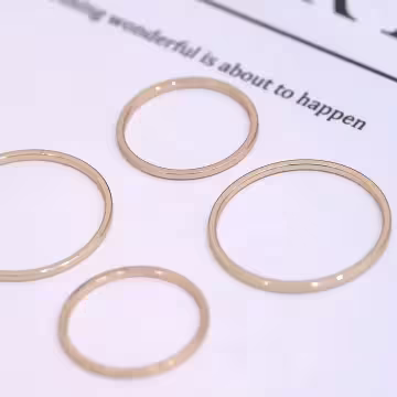麻花圓圈細環×十套件戒指組×金色