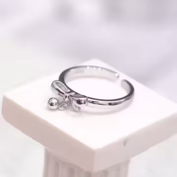 925銀飾×蝴蝶結小圓珠×開口戒指