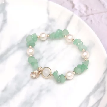 碎晶海螺珍珠×固定式串珠手環×共三色.avif