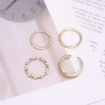 交叉豬鼻扣環×四套件戒指組