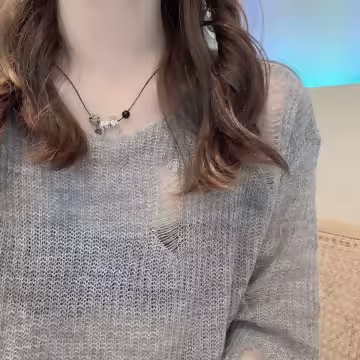 愛心翅膀金屬石頭×皮革項鍊