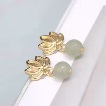 金蓮花綠珠&times;吊墜耳環