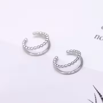 雙層簡約小圓珠×U型耳骨夾