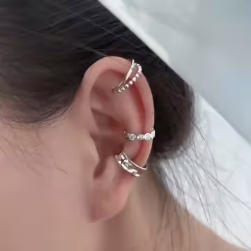 雙層簡約小圓珠×U型耳骨夾