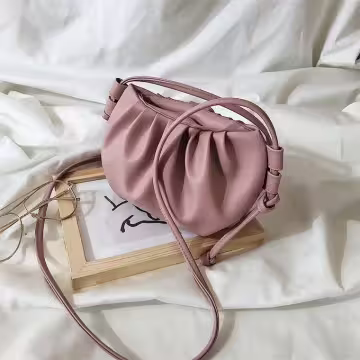 皺摺雲朵小包×皮革細繩斜背包×嫩粉