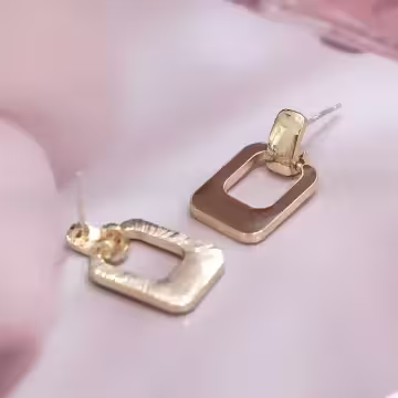 暖咖長方鏤空相扣×吊墜耳環