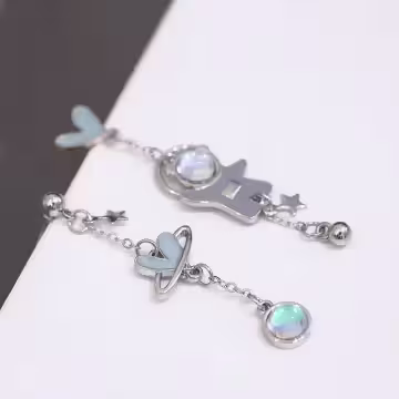 藍心小熊太空人×吊墜耳環