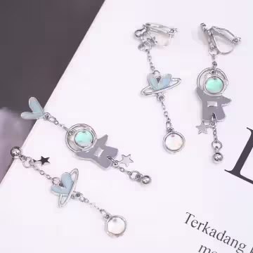 藍心小熊太空人×吊墜耳環