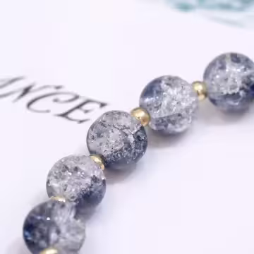 深藍爆晶糖心蜜桃×固定式串珠手鍊