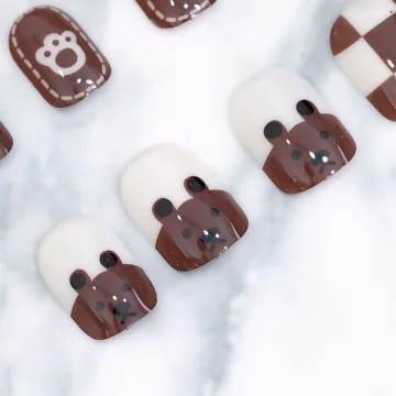 棋盤咖啡小熊亮面×穿戴式手指甲片×二十四入.avif