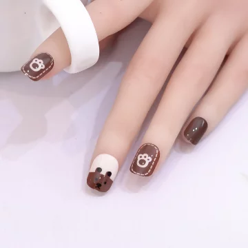 棋盤咖啡小熊亮面×穿戴式手指甲片×二十四入.avif