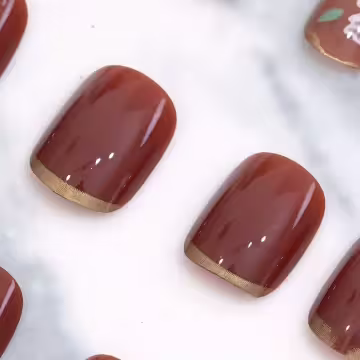 茉莉冰茶棕色亮面×穿戴式手指甲片×二十四入